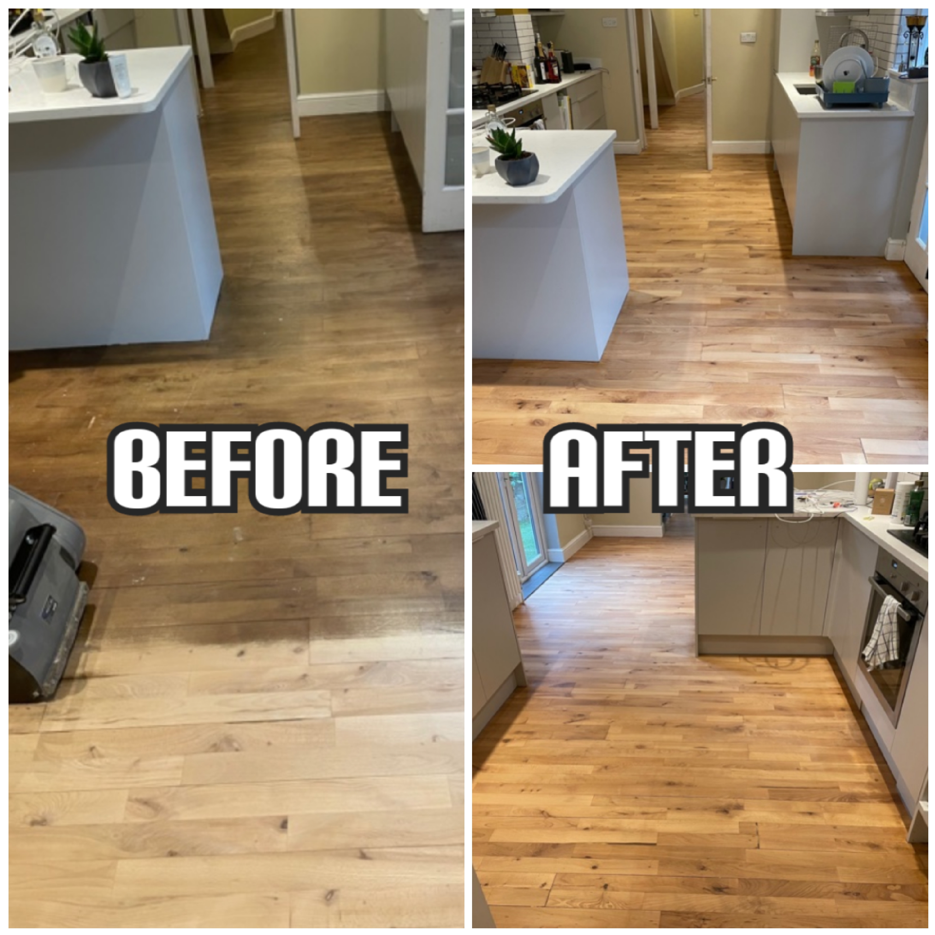 before and after Solid wood floor restoration and water-resistant, Croydon