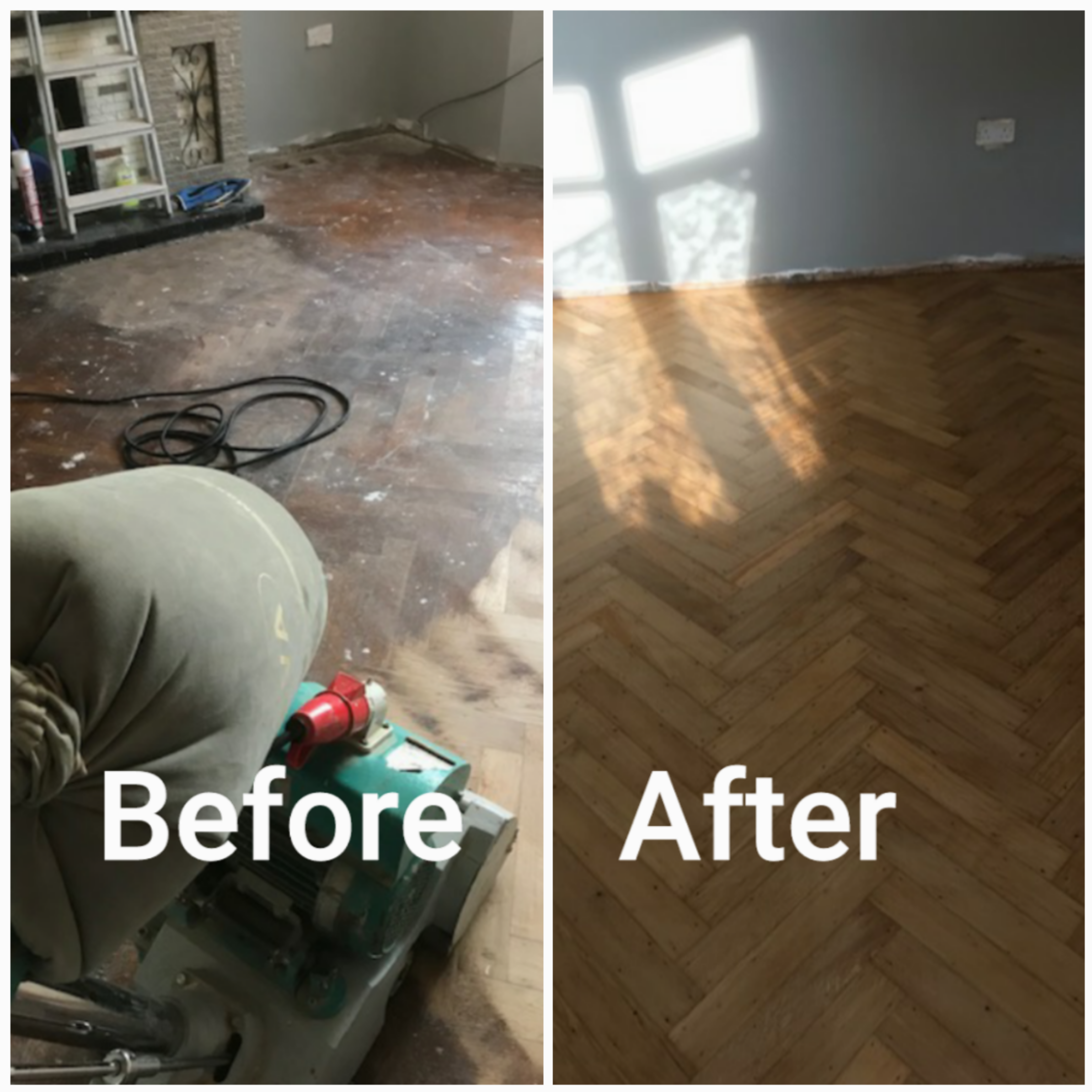 Herringbone floorboards renovation from a very bad condition - house, Sydenham