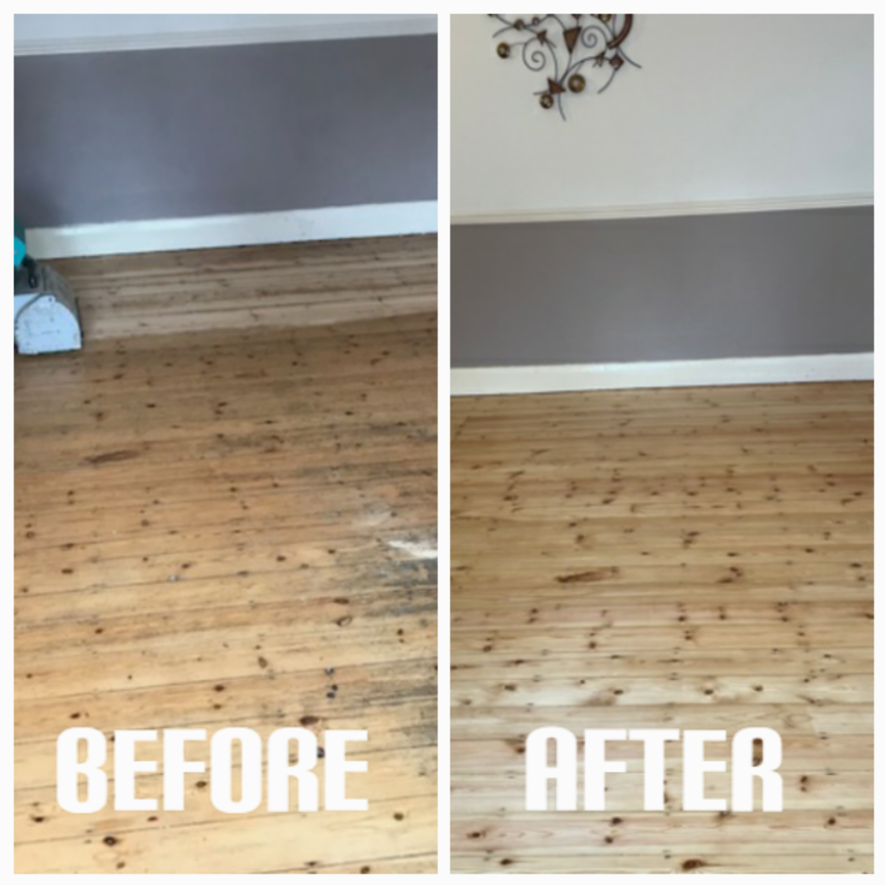 Floor sanding, finishing, and polishing with a buffing machine in an apartment, Croydon
