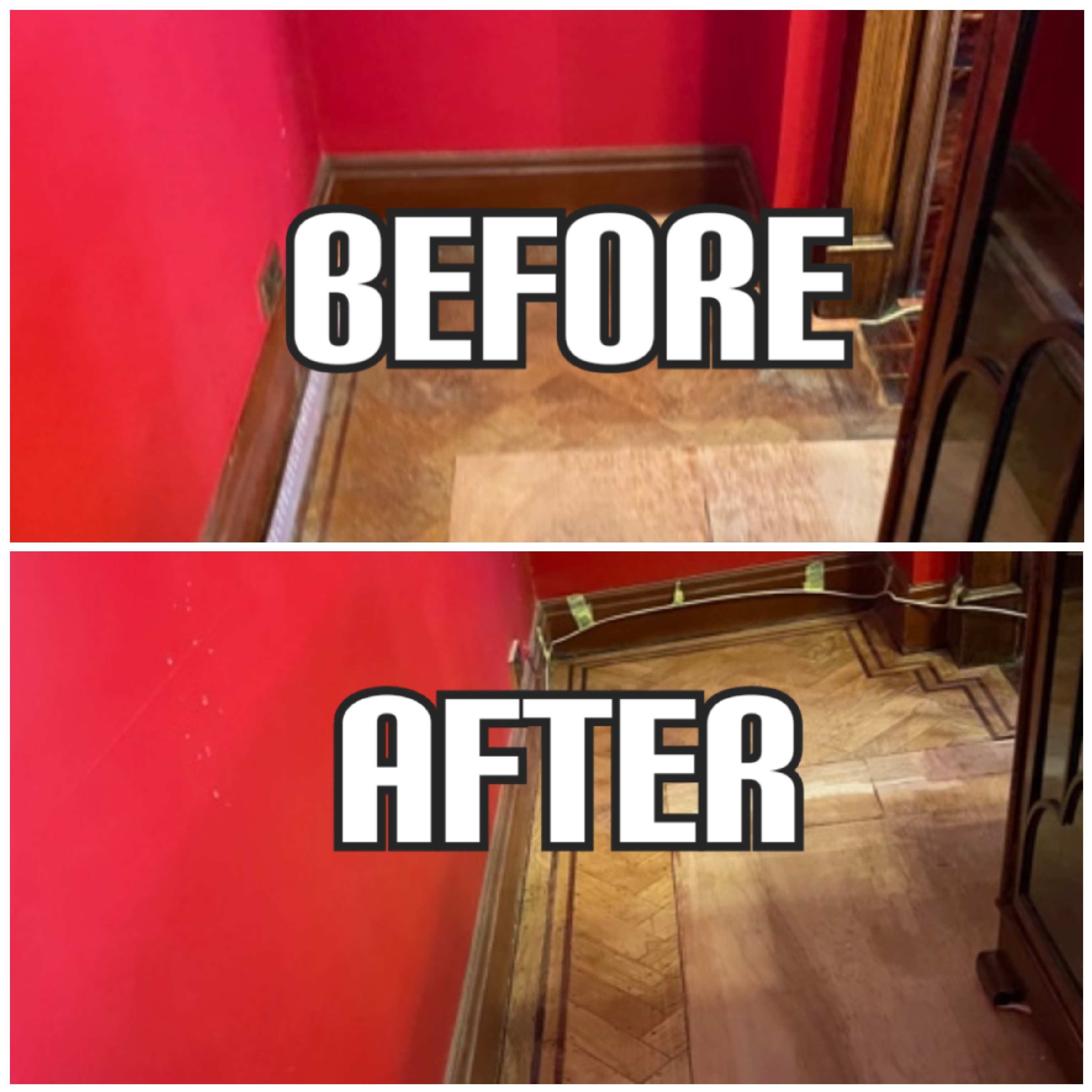 before and after Hallway floor sanding and finishing with heavy traffic lacquer, Sutton