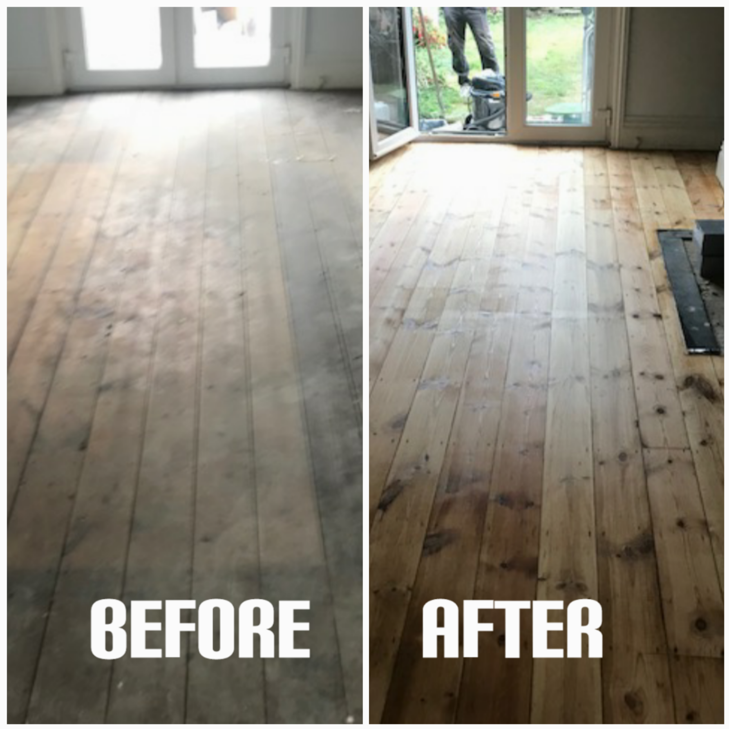 Hardwood floorboards restoration and sealing - Reigate