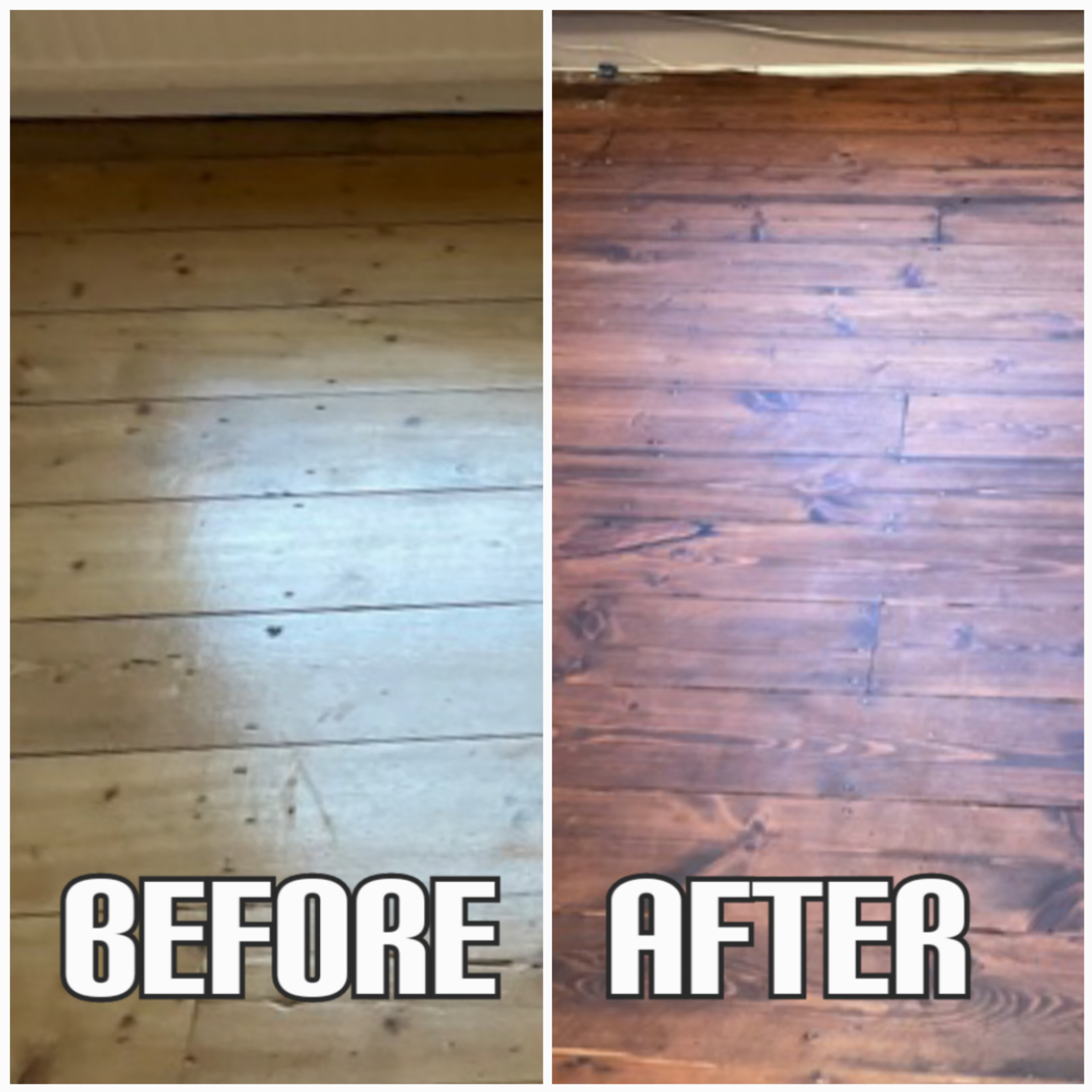 example of hardwood floor restoration and staining with oak lacquer, Islington