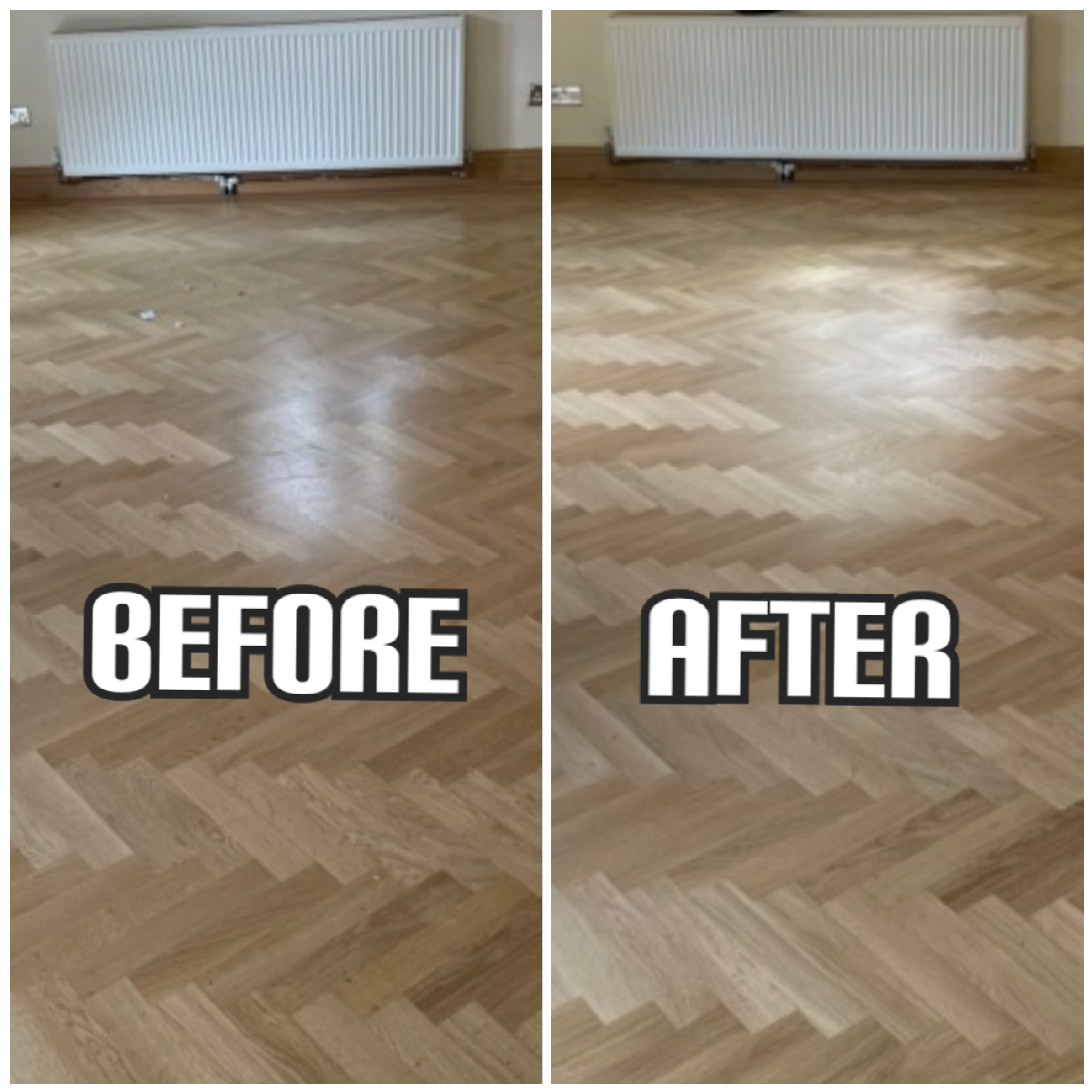 before and after light sanding in Canary Wharf