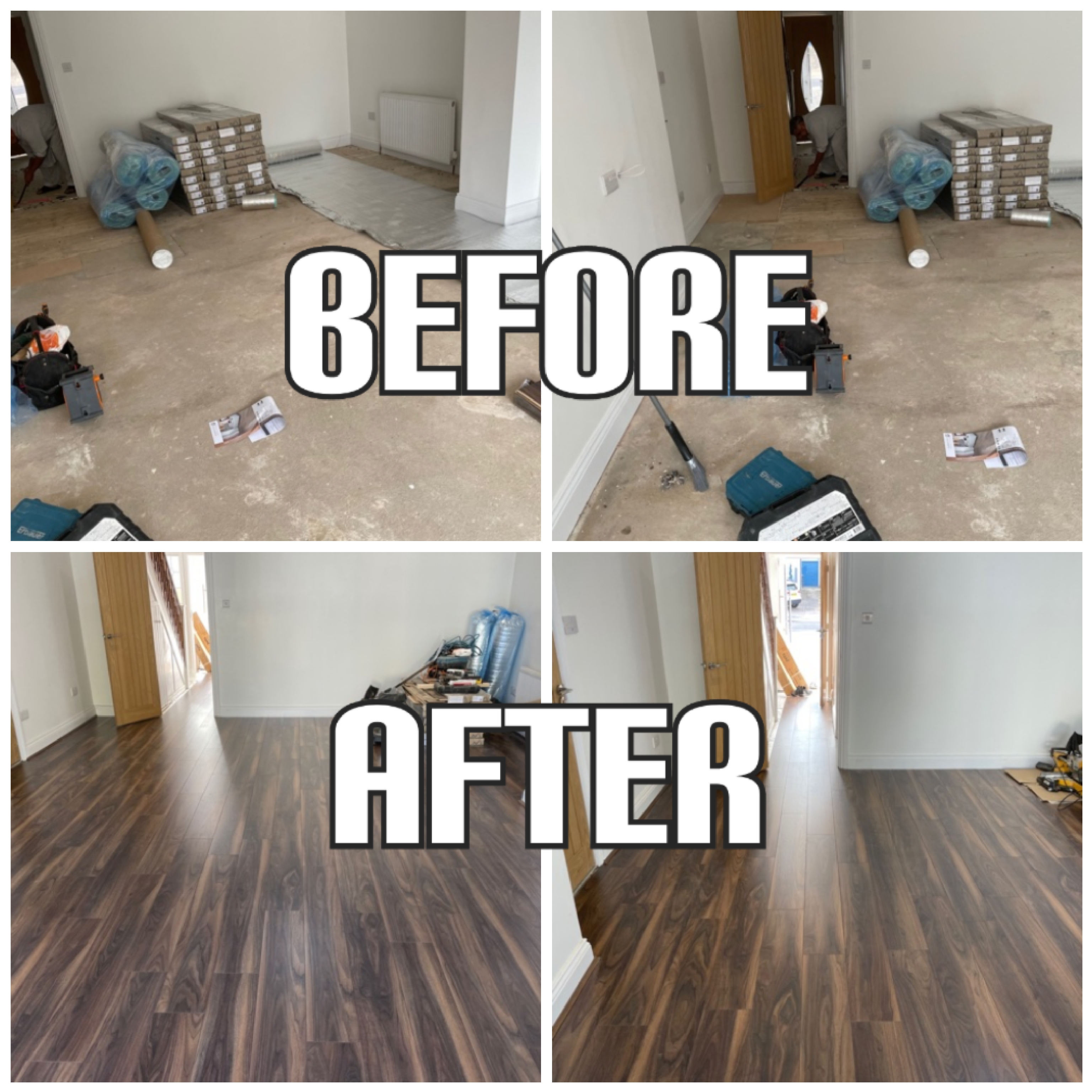 before and after New flooring installation and refinishing in a house, Islington
