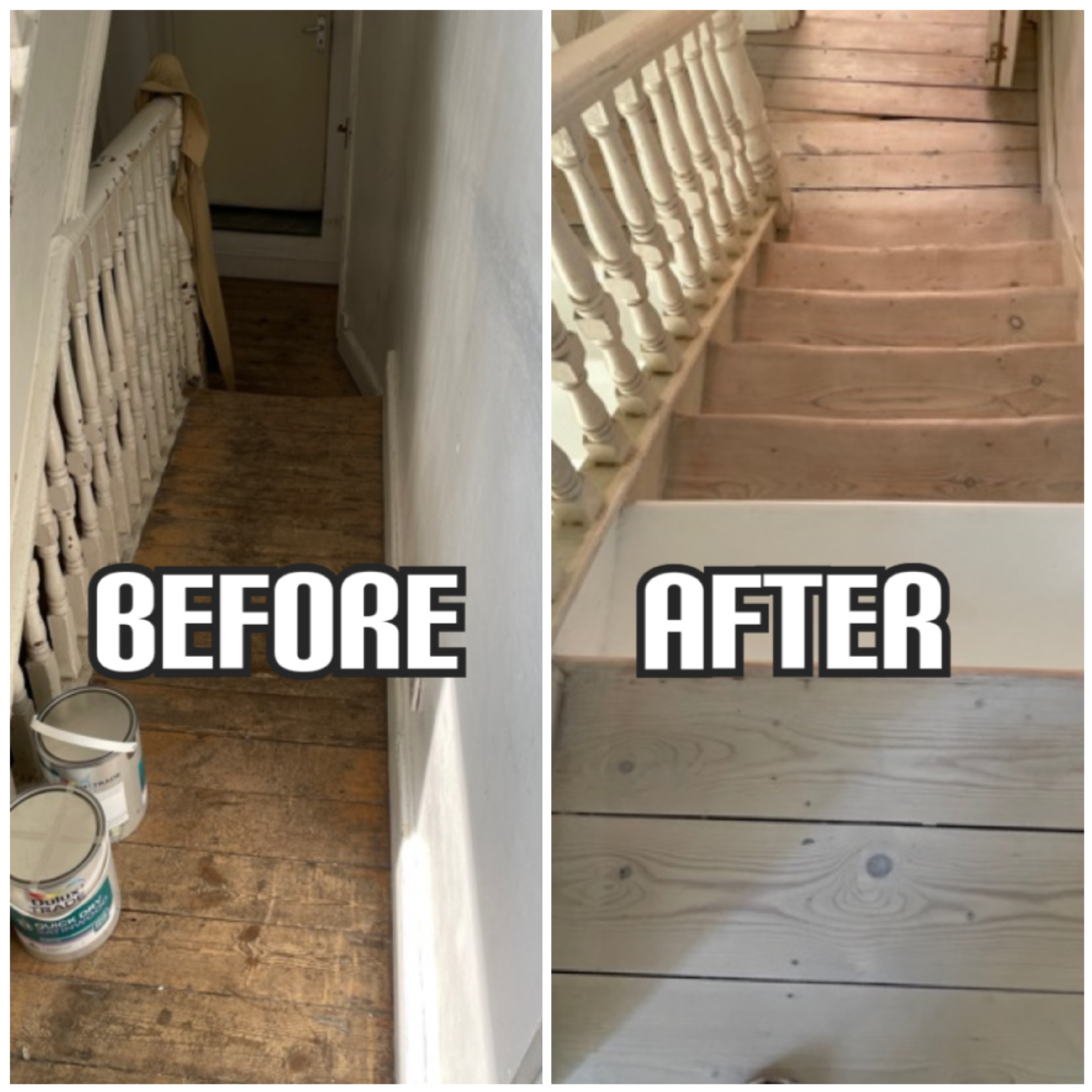 before and after stairs restoration in West Ham