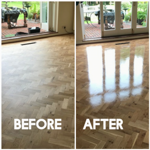 Parquet surface restoration and oiling - house, Dorking