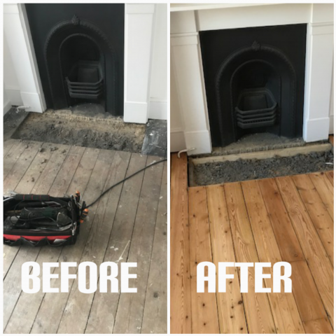Complete flooring improvement with a dustless sanding - living room, Eltham