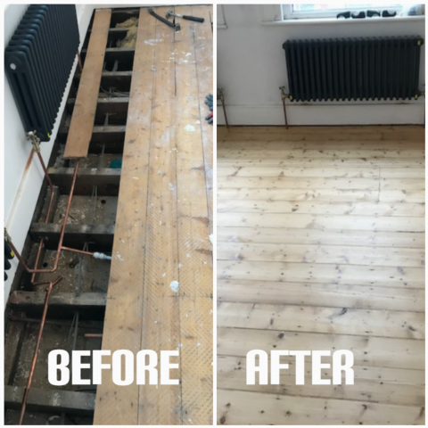 Pine floorboards repair - house, Tottenham