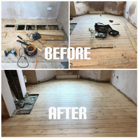 Pine flooring surface renovation - house, Tottenham