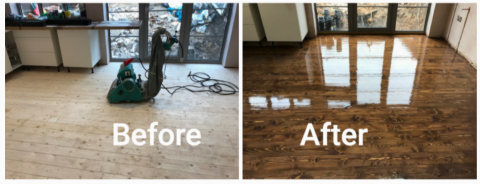 Walnut floorboards repair and sealing - kitchen, Brockley