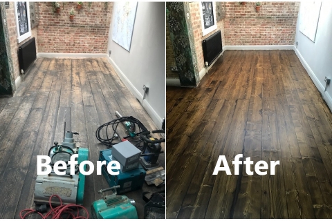 Pine wood floor sanding, Furzedown