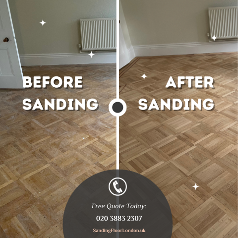 Parquet floor sanding and repair, Chelsea