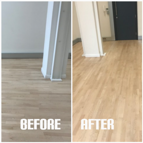Floorboards surface improvement with heavy-traffic lacquer - business office, Central London SE1