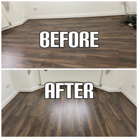 before and after Engineered wood sanding and finishing in an apartment, Kent