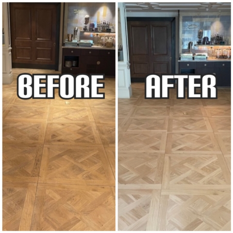 before and after Flooring restoration in a bar, Kensington