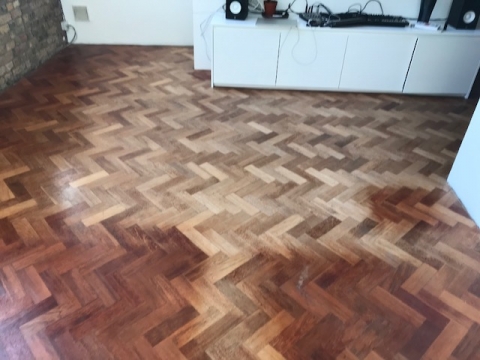 Herringbone restoration and staining Brixton 