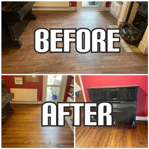 before and after luxury floor sanding in Westminster