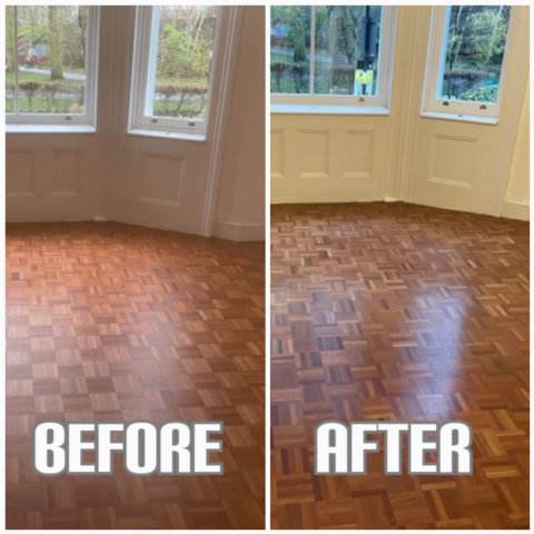 Parquet light sanding and oiling  - living room, Islington