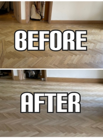 before and after parquet repair in Highbury