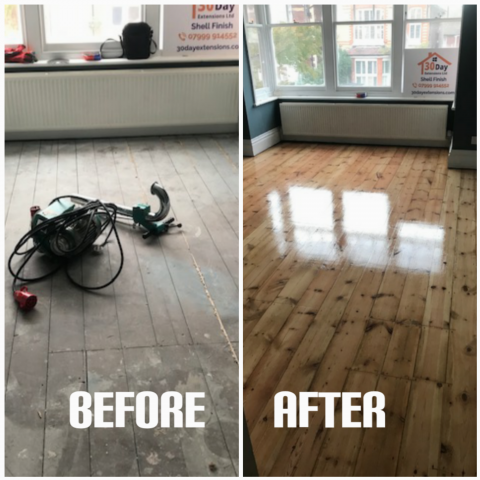 Pine flooring surface improvement - house, Reigate