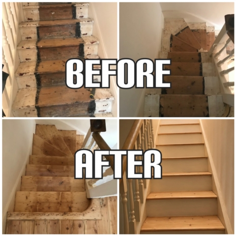 before and after Stairs restoration and staircases repair, Fulham