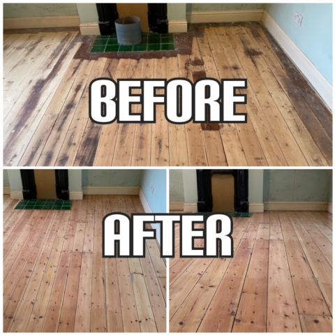 before and after victorian pine sanding in Enfield