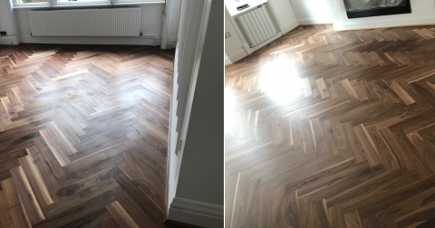 Parquet sanding and staining - apartment, Furzedown