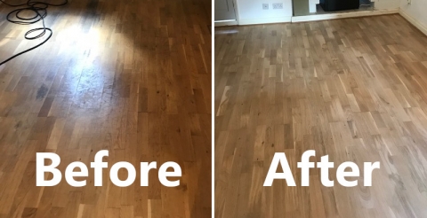 Solid wood scratches removal and finishing - apartment, Balham