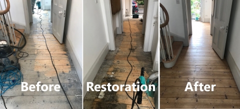 Hardwood surface improvement and matt finishing - hallway, Holloway