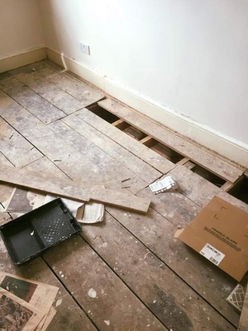 Damaged wooden floor repair
