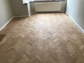Herringbone floor restoration, Camden