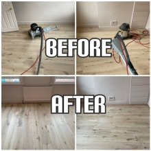before and after Light sanding 15m2 and finish with Loba, Haringey
