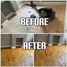 before and after Sanding and light oak staining, Kensington