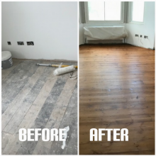 Complete floor surface refurbishment - living room, Kensal Green