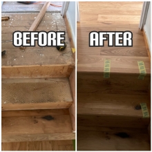 before and after Engineered wood stairs installation with cover steps, Chelsea