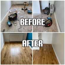 before and after hardwood sanding in Hackney