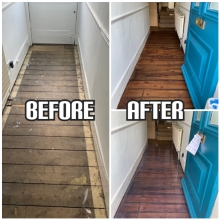 before and after hardwood sanding and staining in Lambeth