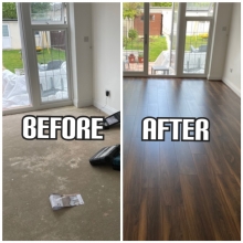 before and after Engineered wood floor installation installation in a house, Chelsea