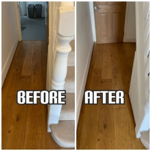 before and after Gap filling and light sanding of hallway in a house, Kent