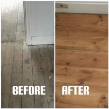Hardwood reclaiming and sanding - apartment, Reigate