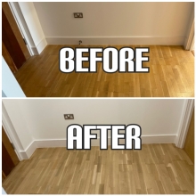 Before and after Light sanding and polishing in a house, Clapham