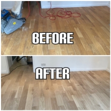 before and after Solid wood floor restoration and gap filling in a house, Enfield
