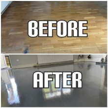 before and after sanding plus grey colour staining in West Ham