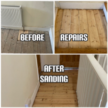 before and after Stairs sanding and repair in a house, Southwark