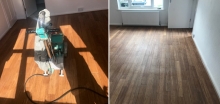 Bamboo floorboards sanding and refinishing - apartment, Canary Wharf