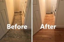 Hardwood repair and gap filling - hallway, King's Cross