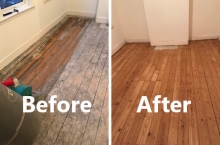 Dustless sanding of floorboards - apartment, King's Cross