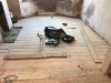 Pine floorboards restoration process, Tottenham